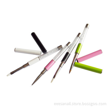 Eeesa 4 Pcs Crystal Brushes Plastic Handle Diamond Kolinsky Nail Art Acrylic Nail Gel Nail Brush Set